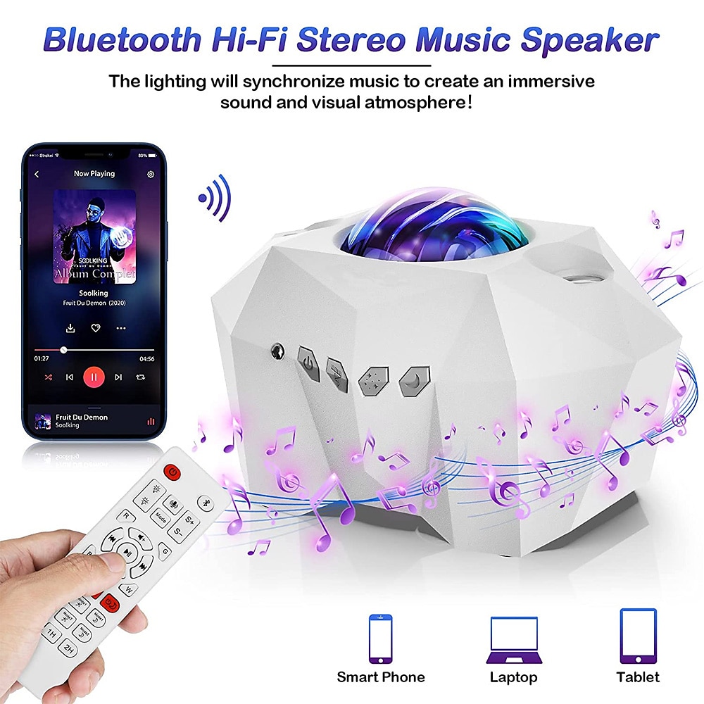 Proiettore di stelle Aurora Galaxy Luce proiezione di stelle con altoparlante musicale Proiettore luce notturna con luna Proiettore aurora boreale per camera da letto/sala giochi/home del 2025 a $79.99 –P14