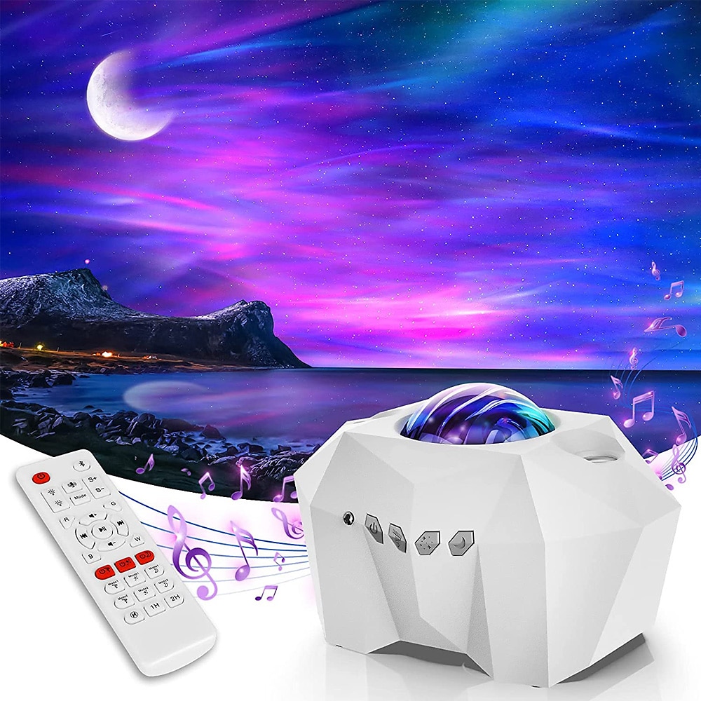 Proiettore di stelle Aurora Galaxy Luce proiezione di stelle con altoparlante musicale Proiettore luce notturna con luna Proiettore aurora boreale per camera da letto/sala giochi/home del 2025 a $79.99 –P12