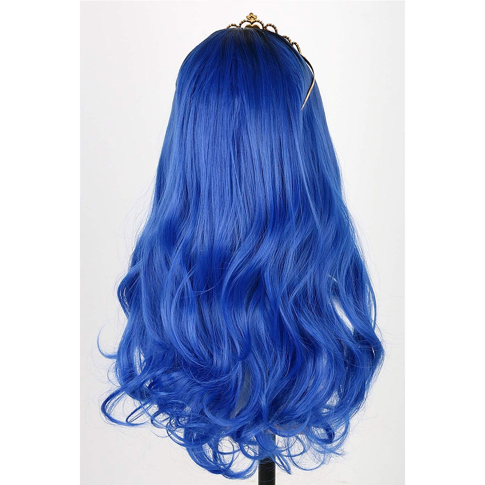 Kids Girls Topcosplay Blue Wig Long Wavy Carnival Costume Cosplay Wig with Black Roots for Dress Up Party 2025 - $29.99 –P2
