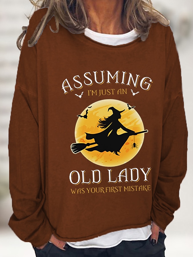 Sudadera de mujer de Halloween de mezcla de algodón con gráfico de letra estampado casual básico Halloween ajuste holgado cuello redondo de manga larga microelástico primavera otoño otoño e invierno 2025 - $9.99 –P5