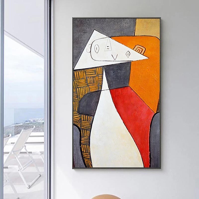 Picasso Ölgemälde berühmte abstrakte handgefertigte gemalte Wandkunst auf Leinwand moderne Wohnkultur Geschenk gerollte Leinwand kein Rahmen ungedehnt Wohnzimmer 2025 - $95.99 -P3