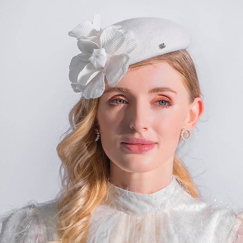 klobouky pokrývky hlavy 100% vlna baret klobouk fedora klobouk podzim svatební párty / večer kentucky derby koktejl královský astcot módní elegantní s hladkou čepicí pokrývka hlavy pokrývka hlavy 2025 - $50.99 –P2