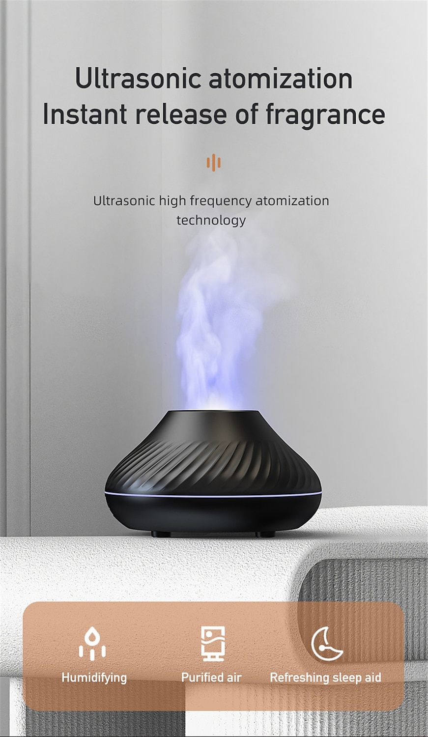 LED Smart Light Air Humidifier Colorful Flame USB Car Aromatherapy Humidifiers Diffusers Portable Diffuser Essential Oils for Home Room Fragrance 2025 - $22.99 –P6