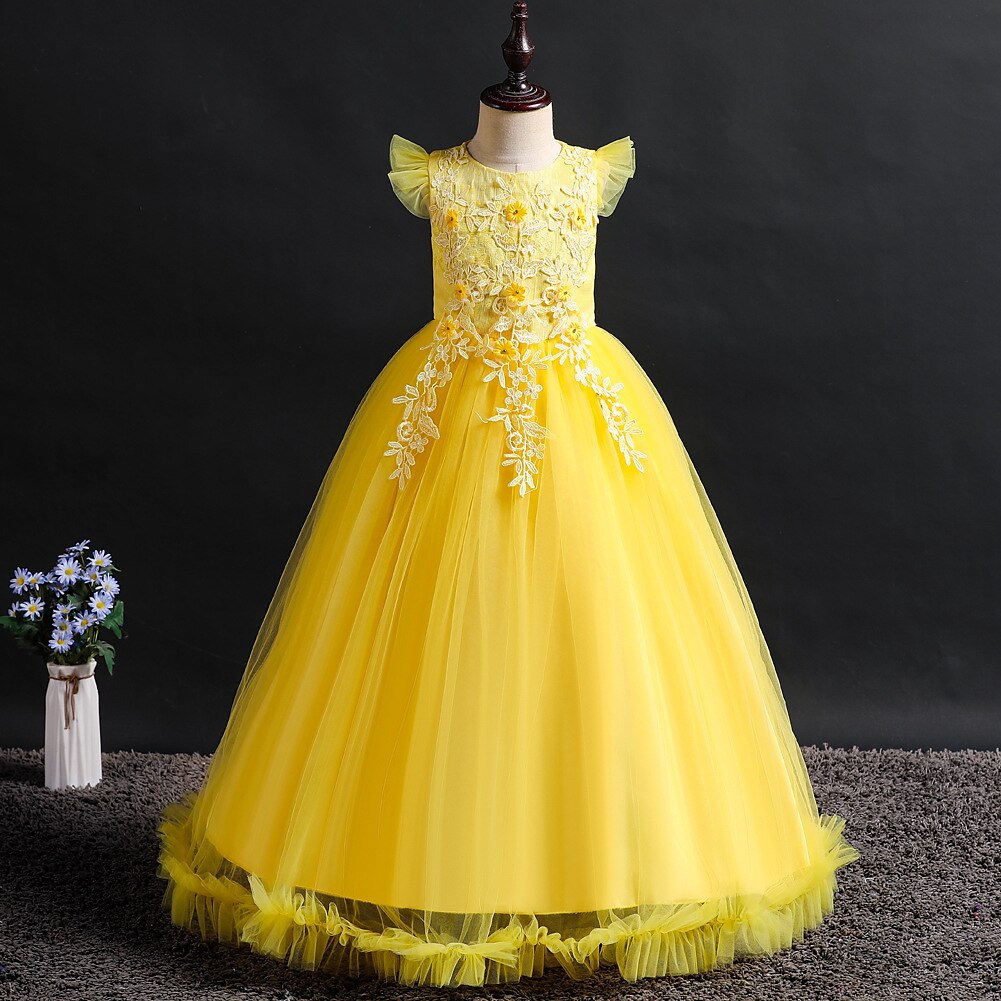 Infantil Para Meninas Vestido de daminha de honra Vestido Jacquard Sem Manga Casamento Festa Ocasião Especial Com Transparência Estilo bonito Princesa Poliéster Longo Vestido rosa princesa Vestido de de 2025 por $47.99 –P4