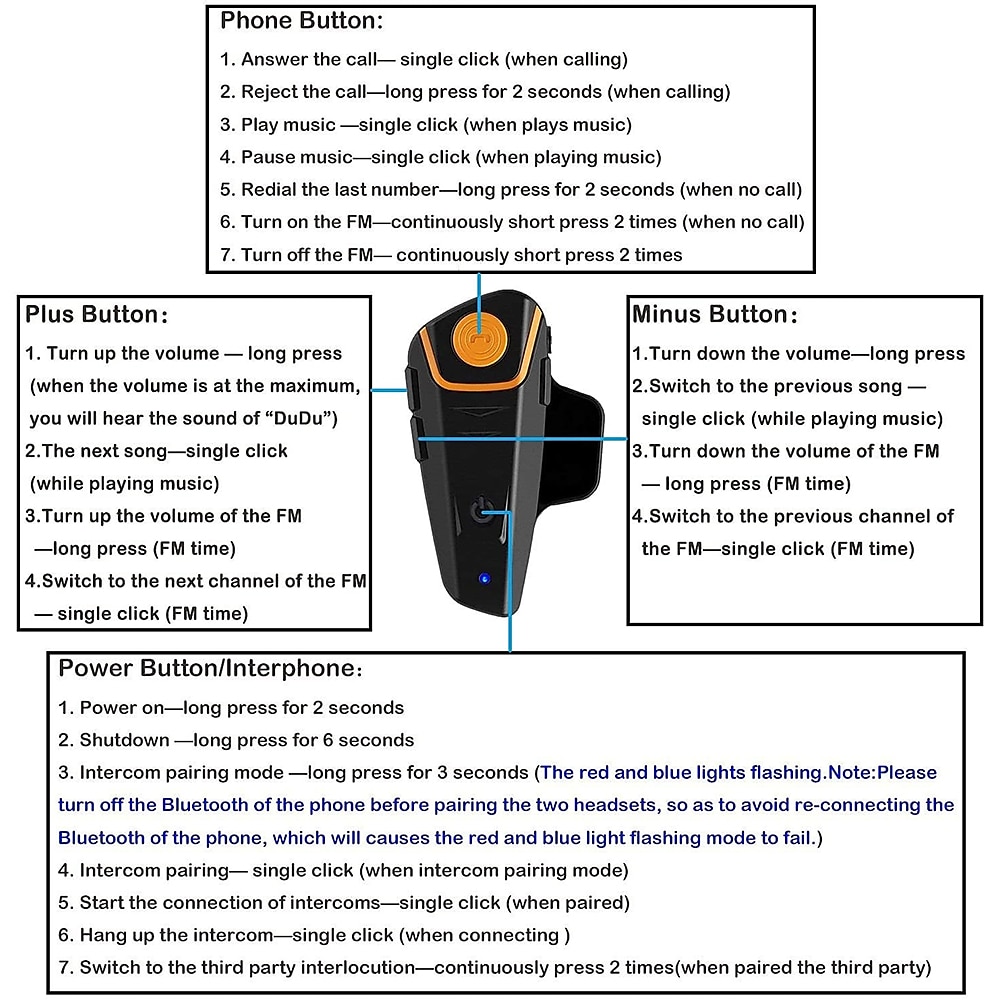 Motorhelm bluetooth headset full duplex intercom speaker fm radio motor communicatie systeem handsfree waterdichte hoofdtelefoon 1000m 2025 - $96.99 –P2