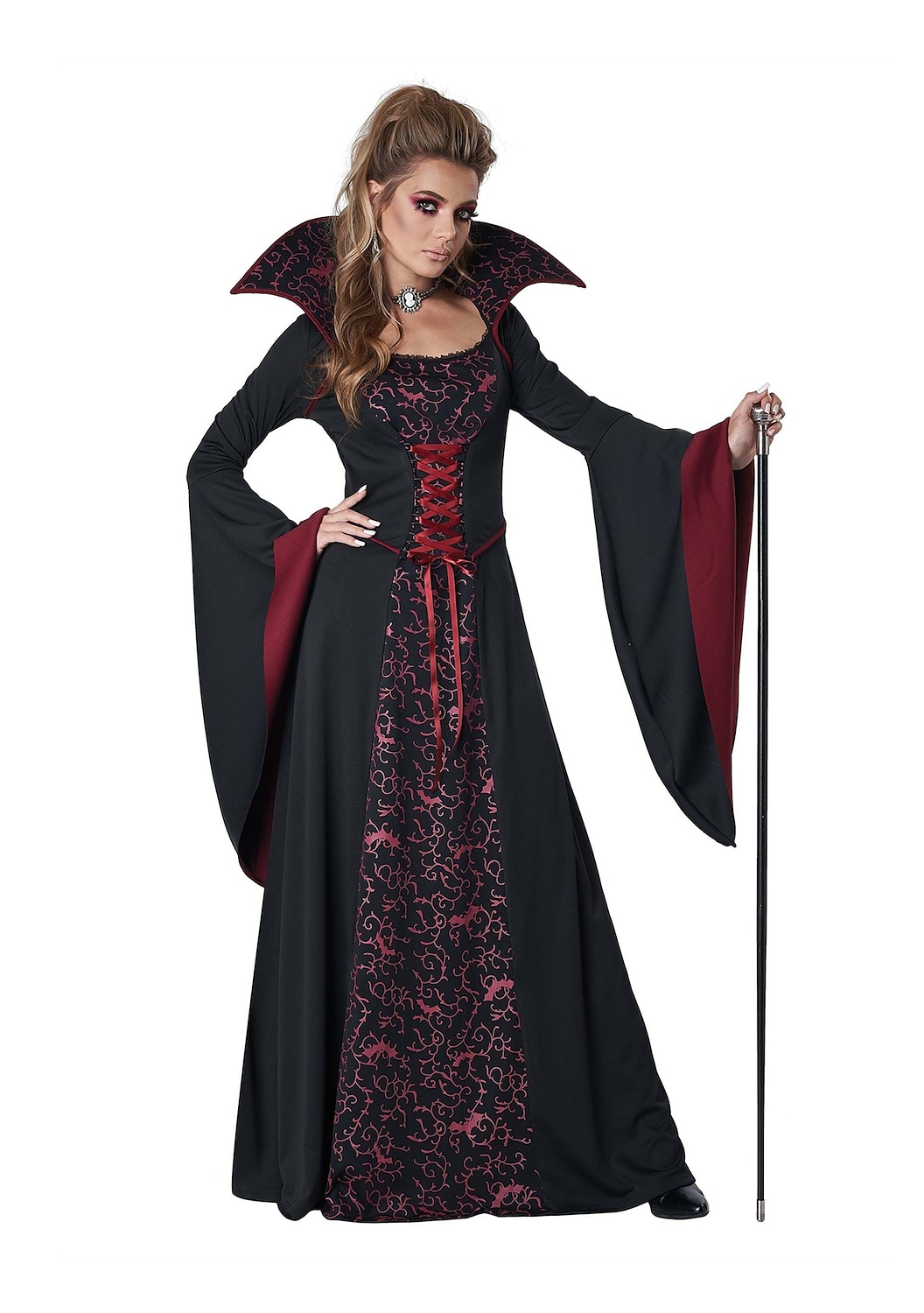 Stel Heks Stel Kostuums Vrouwen Film Cosplay Cosplay Halloween Wijnrood Zwart Rood Jurk Halloween Carnaval Maskerade voor Walpurgisnacht 2026 - $55.99 –P1