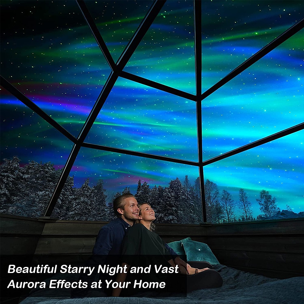 Proiettore di stelle Aurora Galaxy Luce proiezione di stelle con altoparlante musicale Proiettore luce notturna con luna Proiettore aurora boreale per camera da letto/sala giochi/home del 2025 a $79.99 –P5