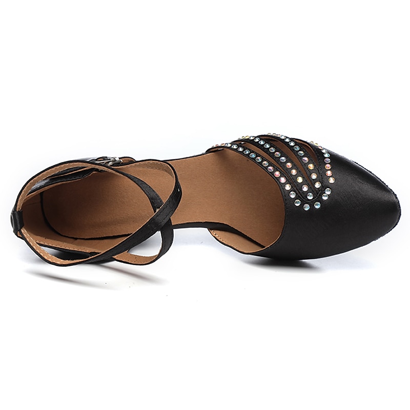 chaussures de danse de salon en satin pour femme - talons en strass rose avec bride à la cheville pour la salsa et la danse latine de 2025 ? $54.99 –P4