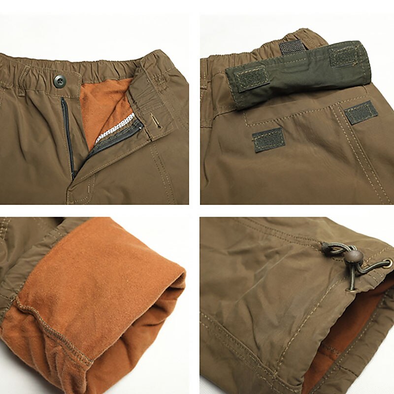 Men's Cargo Pants Cargo Trousers Work Pants Zip Leg Solid Color Thermal Warm Fleece Lining Weekend Streetwear Casual Formal ArmyGreen Black 2025 - $34.99 –P3