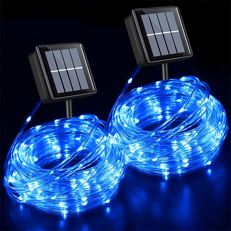 solární provazová světla venkovní 2 balení led pohádková řetězová světla 20/12/7m 200/100/50 led zahradní dekorace el 5mm solární panel 2ks teplé bílé studené bílé rgb sváteční světla venkovní párty dovolená solární napájení 2026 - $24.99 –P6