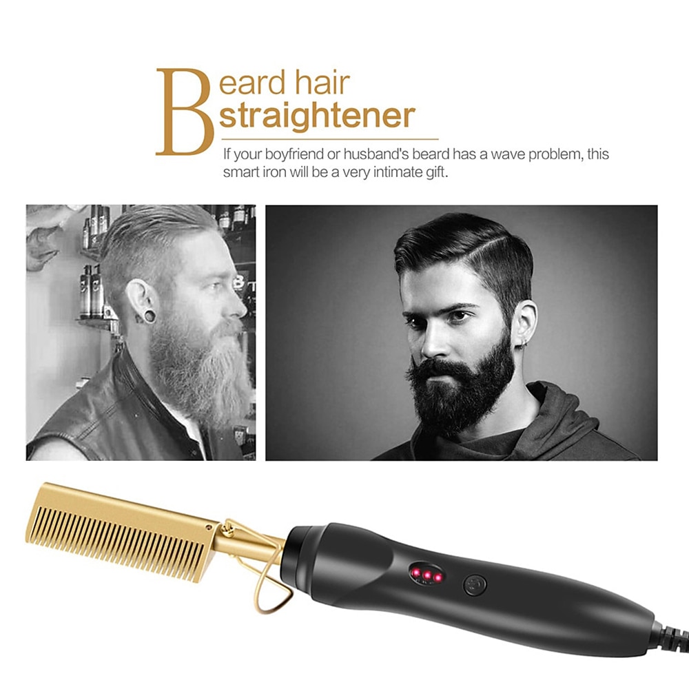 2 in 1 Hot Comb Hair Straightener Flat Irons Straightening Wet Dry Dual Use Brush Electric Heating Comb Hair Straight Styler Hair Curler Valentine's Day Gift 2026 - $22.99 –P7