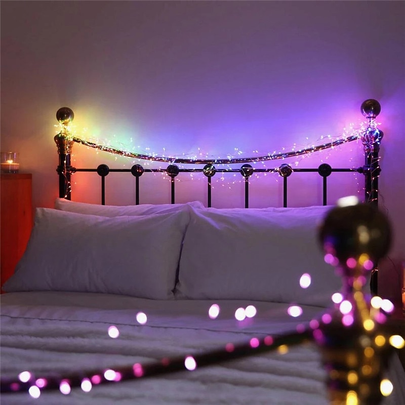 elegante Lichterkette mit 5 m 200 LEDs und Feuerwerkskörpern für Hochzeitsfeiern, 2 m 100 LEDs in Kupfer, wasserdichte Lichterkette mit Sternenhimmel für Schlafzimmer, Kranzdeko 2025 - $14.99 –P3