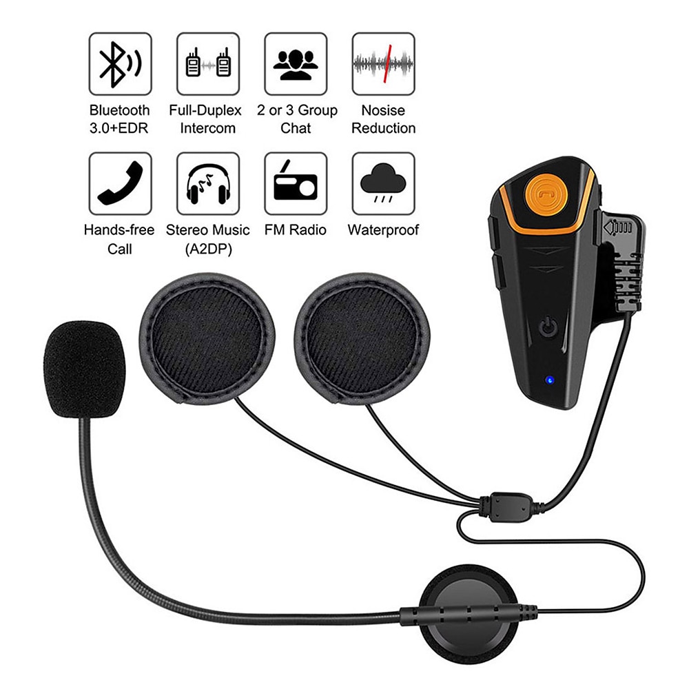 Motorhelm bluetooth headset full duplex intercom speaker fm radio motor communicatie systeem handsfree waterdichte hoofdtelefoon 1000m 2025 - $96.99 –P8