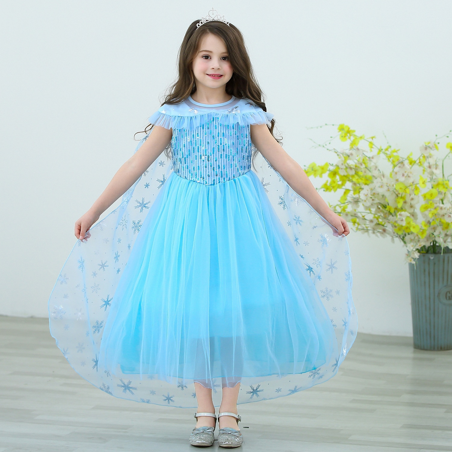 Frozen Dress Baby Girls Dress Girls Princess Elsa Shimmer Dress with  Detachable Sparkling Cape Kids Tulle Long Dress Party Dress | Shopee  Philippines