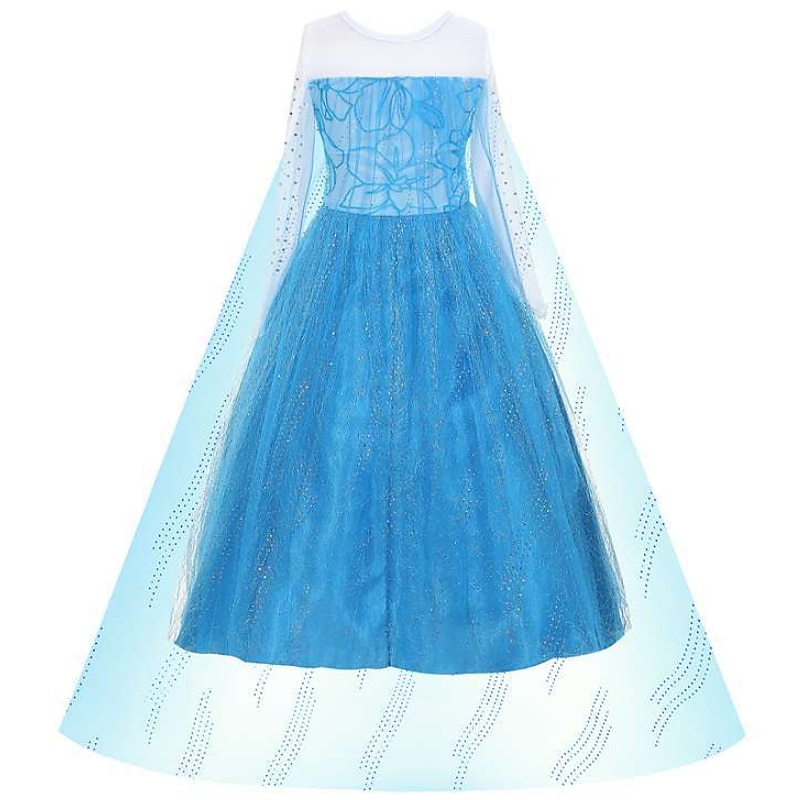 barn flickor elsa frozen kostym klänning paljett blommig performance party blå maxi långärmad prinsessa söta klänningar höst vinter normal passform 3-10 år 2025 - $28.99 –P3