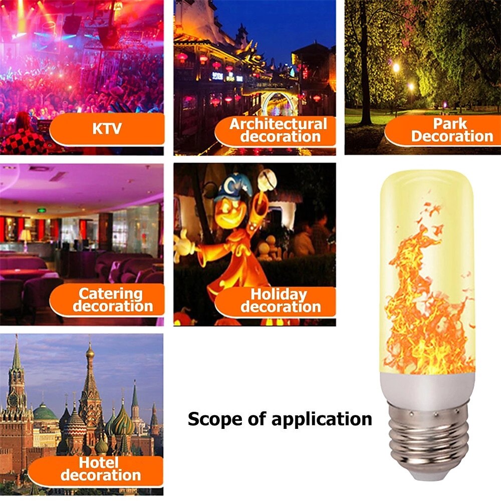 LED Fire Flame Bulb Lights 4 Modes Dynamic Flickering Effect Lamp Gravity Sensor for Indoor Outdoor Home Party Halloween Decoration 1/4pcs 2025 - $6.49 –P3