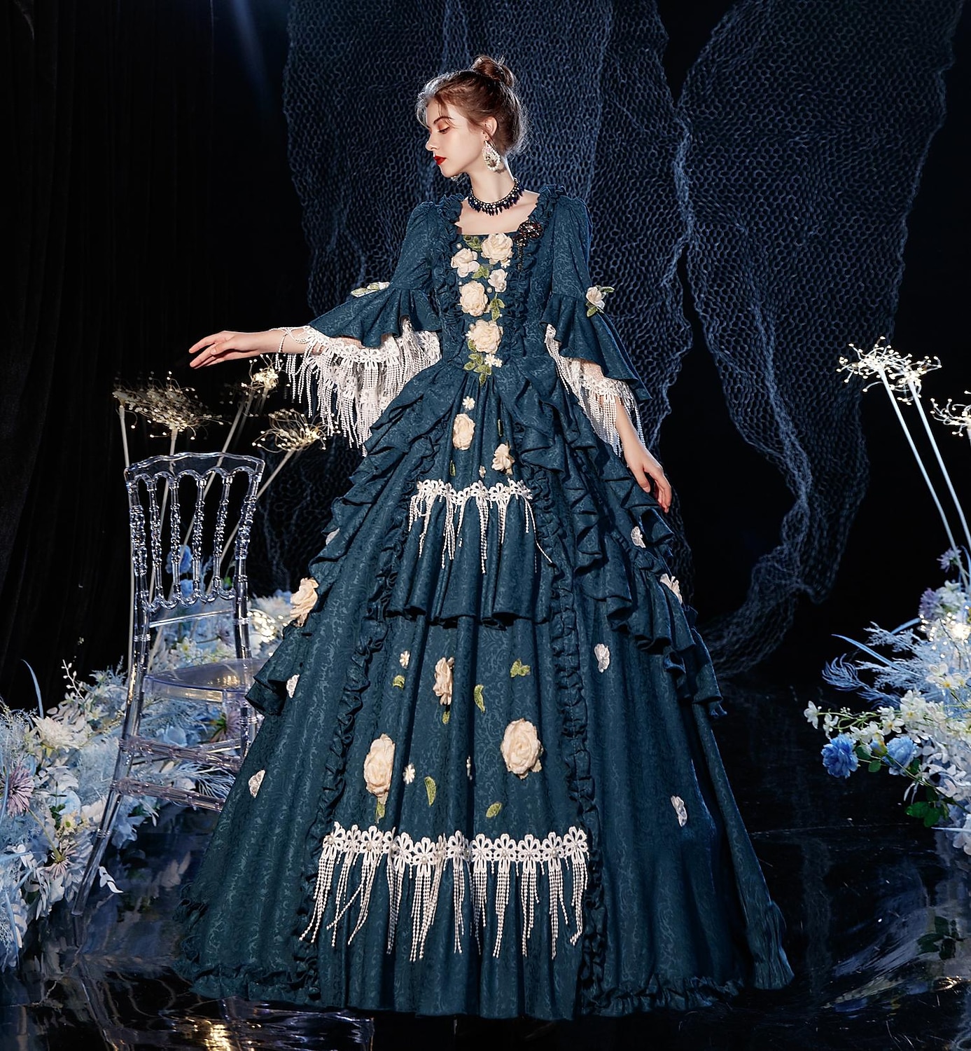 Gothic Victorian Vintage Inspired Dress Party Costume Prom Dress Princess Shakespeare Solid Color Ball Gown Women's Christmas Carnival New Year Party Evening Party Masquerade Adults' Dress All Seasons 2025 - $308.49 –P2