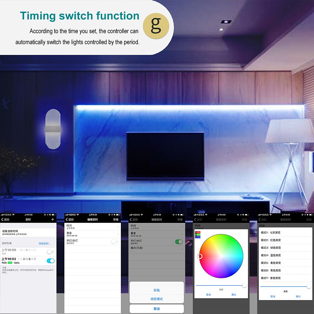 LED Dimming Wall Lamp, 15.6in RGB WIFI Bluetooth 2.4G 10W Indoor Smart Acrylic Wall Lamp APP Control Compatible with Alexa and Google home Assistant without Hub Suitable for Bedroom Corridor 2025 - $82.99 –P8