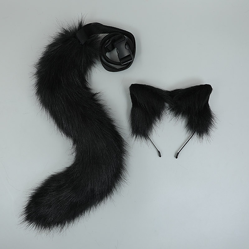chlupatá liška kočka vlk čelenka ocas flexibilní umělá kožešina uši karneval vánoční večírek lolita cosplay kostýmy fursuit sada doplňků maškarní párty dárek 2025 - $34.99 –P7