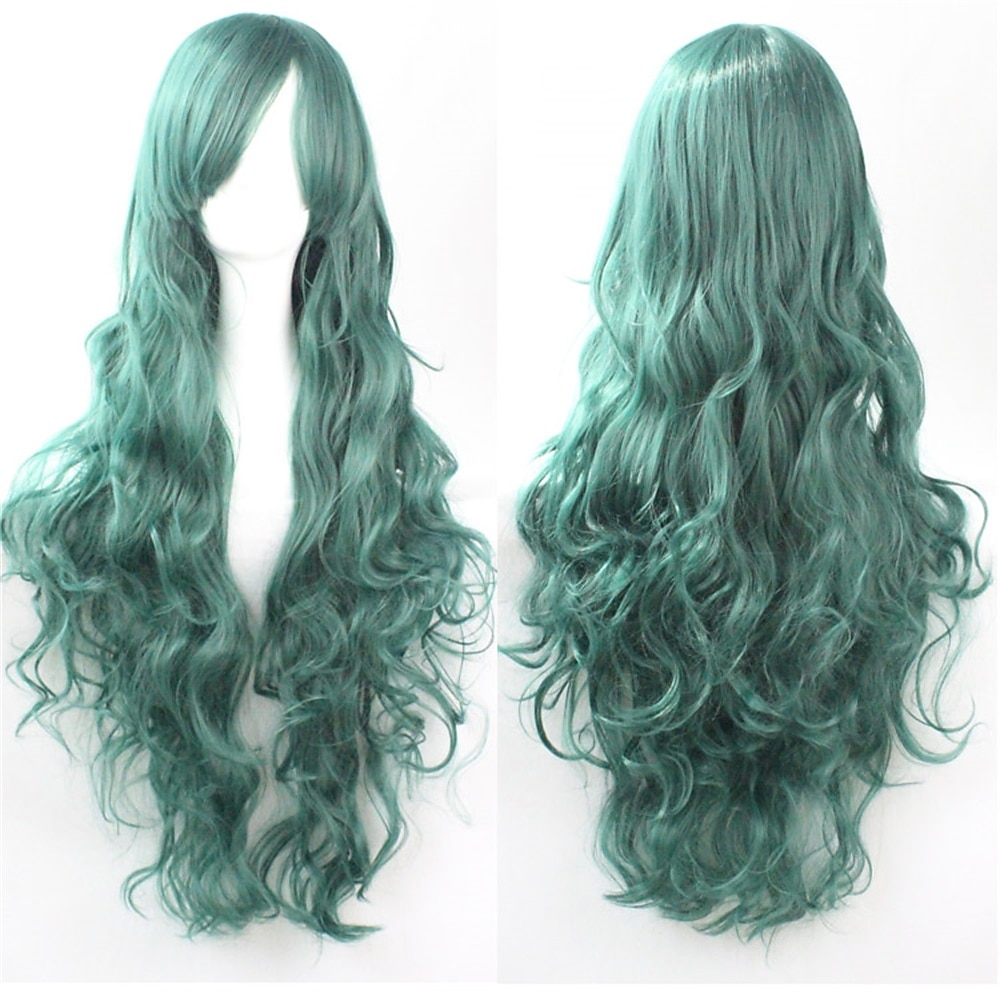 parrucca cos parrucca 80 cm capelli ricci lunghi capelli ricci multicolori in seta ad alta temperatura parrucche anime di halloween del 2025 a $16.99 –P9