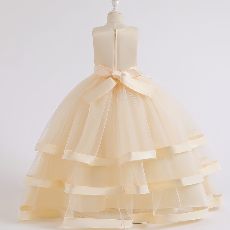 Barn Flickor Klänning Solid färg Ärmlös Bröllop Fest Prinsessa Skön Bomull A linjeklänning Sommar Vår 3-12 år bule Cameo brun Vit 2025 - $47.99 –P11