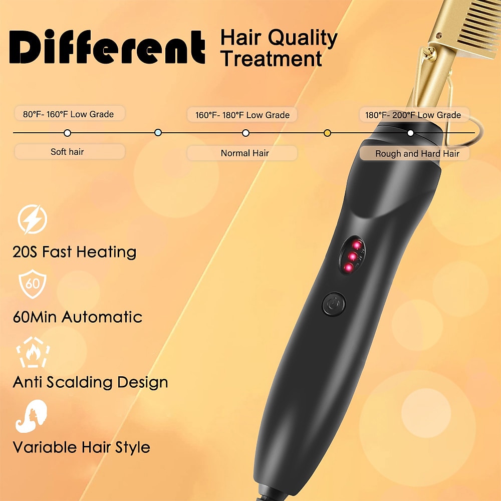 2 in 1 Hot Comb Hair Straightener Flat Irons Straightening Wet Dry Dual Use Brush Electric Heating Comb Hair Straight Styler Hair Curler Valentine's Day Gift 2026 - $22.99 –P15