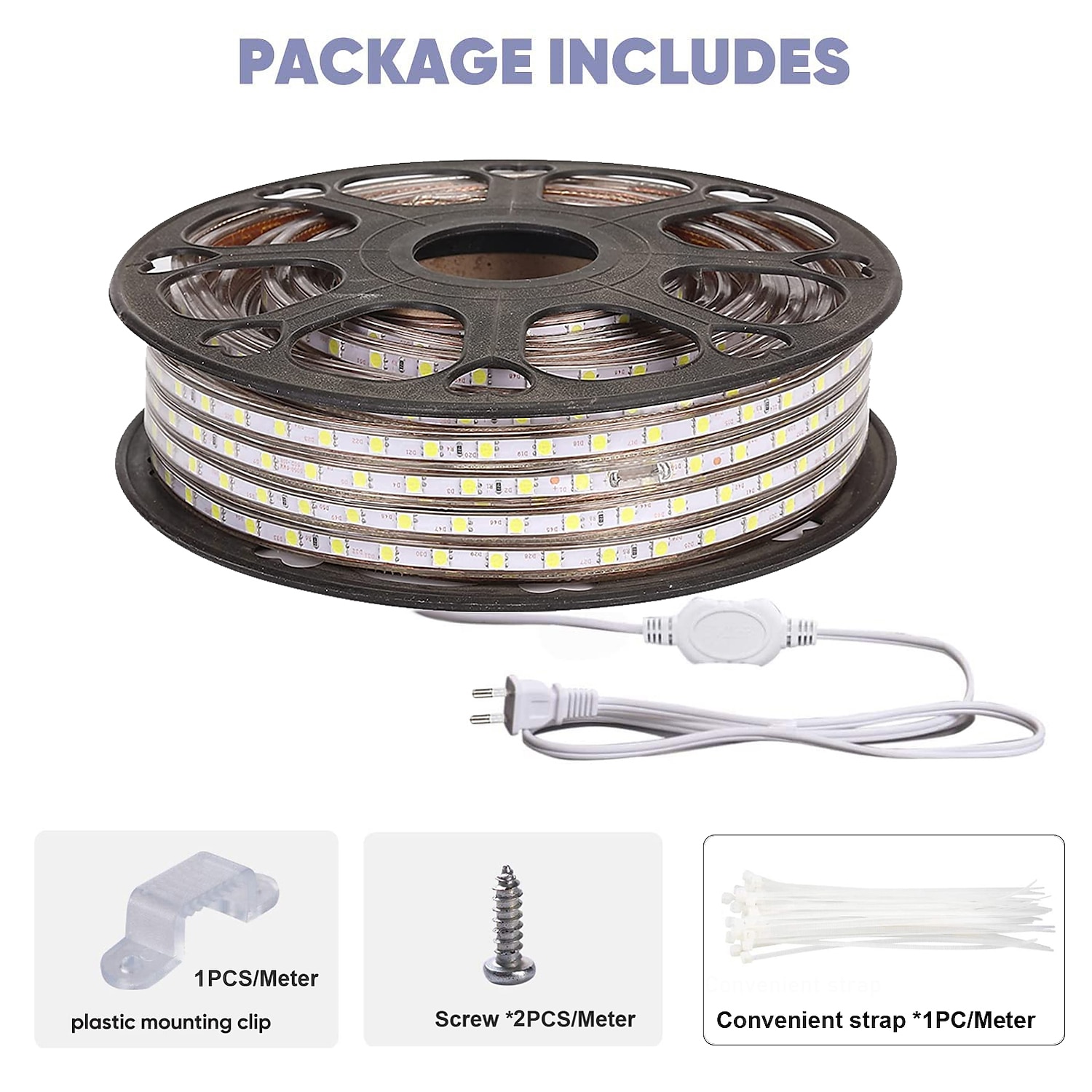 LED Strip Light Plug in Outdoor Waterproof IP67 AC220V 4040 LED Strip Light Diode Tape Holiday Decorative Light LED String with 60led / m with EU Plug 2025 - $15.99 –P1