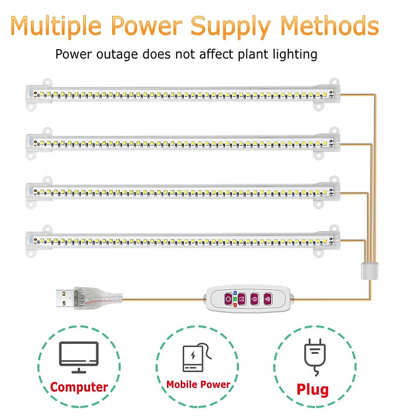 светодиодный светильник для выращивания, полный спектр, 50 см, красная/синяя лампа для растений, фитолампа dc5v, 72 светодиода/144 светодиода/216 светодиодов/288 светодиодов, поворотный гибкий свет 2025 - $24.99 –P5