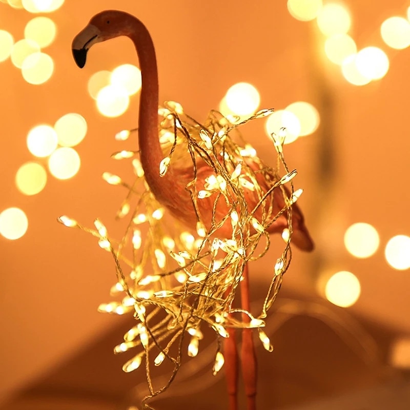 elegante Lichterkette mit 5 m 200 LEDs und Feuerwerkskörpern für Hochzeitsfeiern, 2 m 100 LEDs in Kupfer, wasserdichte Lichterkette mit Sternenhimmel für Schlafzimmer, Kranzdeko 2025 - $14.99 –P11