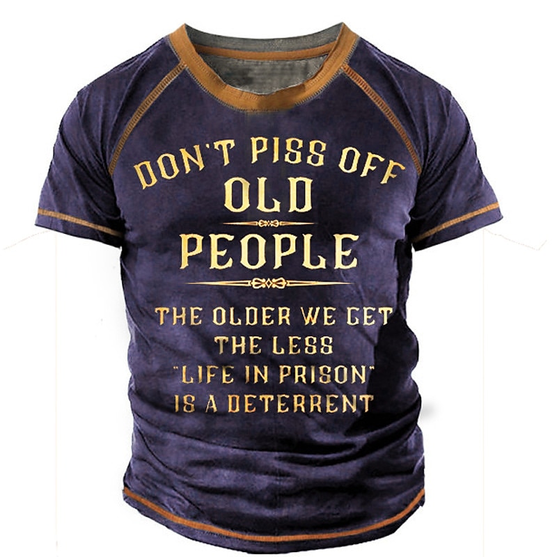 Men's Letter T Shirt Graphic Tee Funny T Shirts Slogan T Shirts Short Sleeve T shirt 3D Print Crew Neck Shirt Vintage Fashion Designer Street Casual Daily Black Red Blue Summer Clothing Apparel S M L 2025 - $18.99 –P6