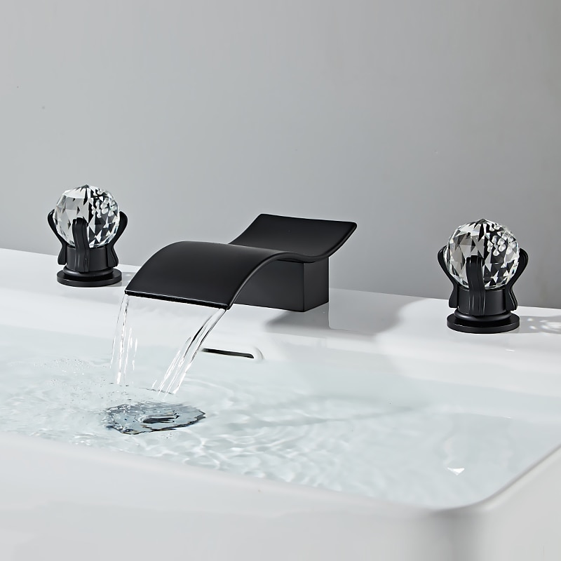 Waschbecken Wasserhahn - Wasserfall Galvanisierung 3-Loch-Armatur Zwei Griffe Drei LöcherBath Taps 2025 - $161.99 –P16