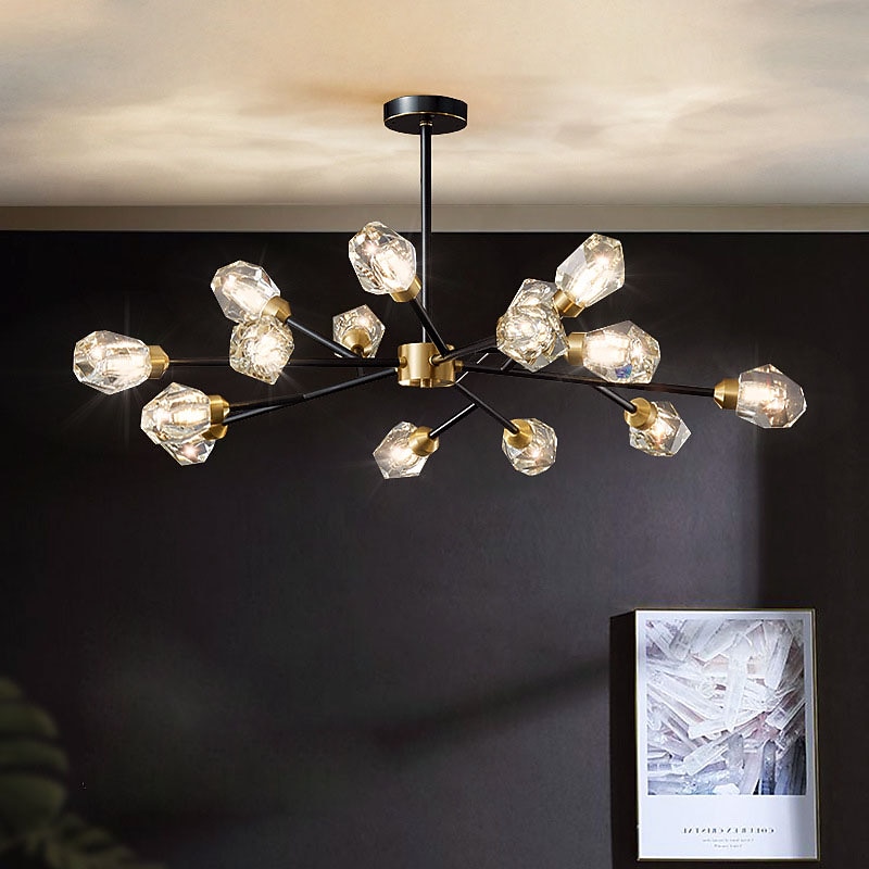 115/123 cm πολυέλαιος led κρυστάλλινος φωτιστικό οροφής χαλκού μοντέρνα τραπεζαρία σαλόνι 220-240v 2026 - $1088.63 –P9