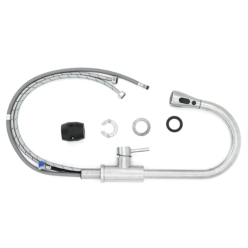 miscelatore lavello da cucina con doccetta estraibile, rubinetto a scomparsa monocomando girevole a 360° rubinetti da cucina montati sul ponte in acciaio inox 304 nichelato spazzolato del 2025 a $97.99 –P2