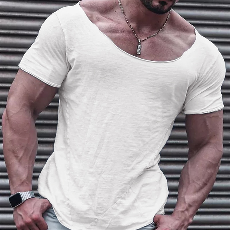 Voor heren T-shirt Informele stijl Korte mouw Strakke ronde hals Zomer Effen Modieus Ontwerper Casual Straat Sport Feestdagen Zwart Wit Roze Top T-shirt voor mannen 2025 - $15.49 –P1