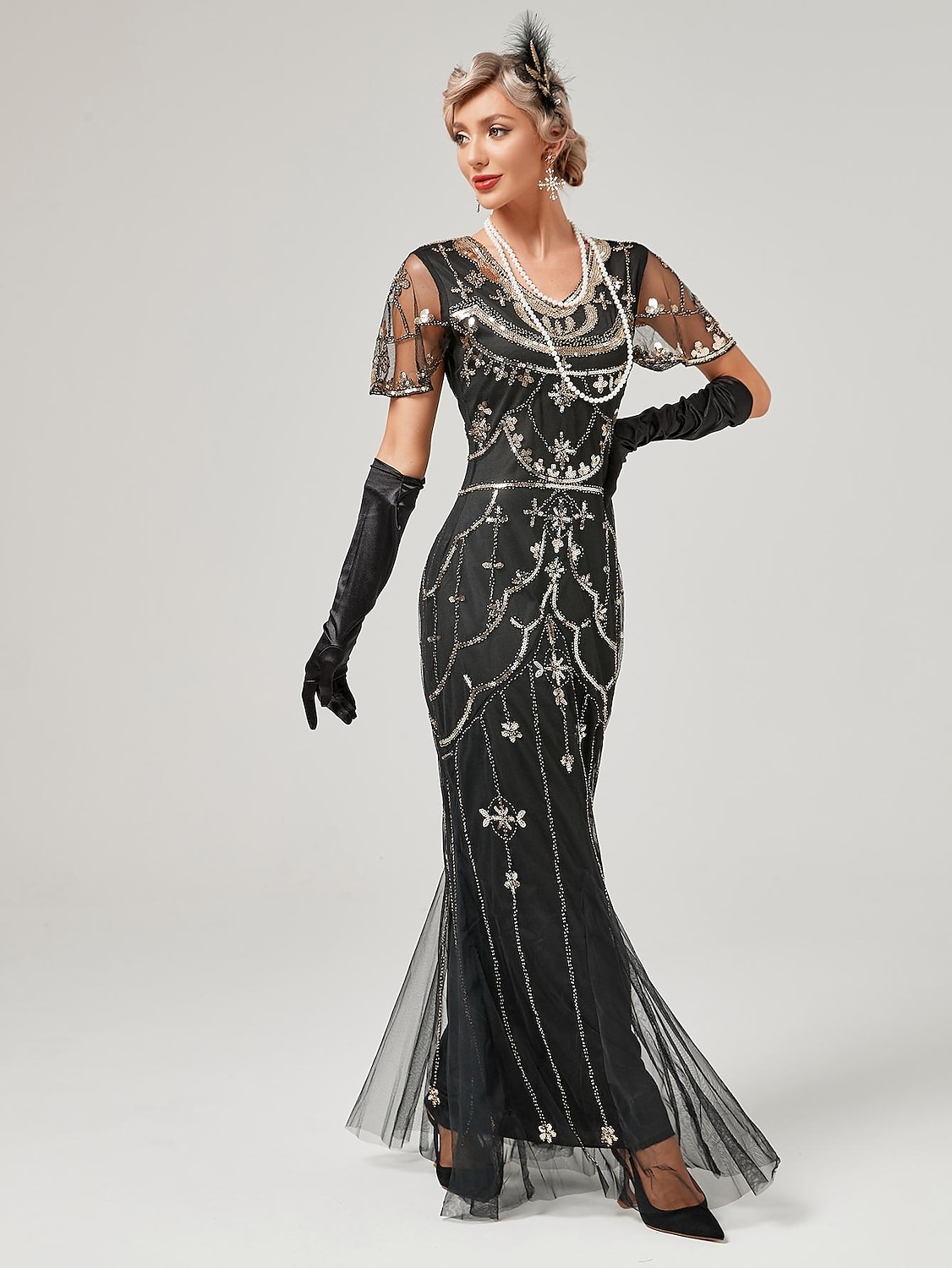 Ordító 20-as évek 1920-as évek Koktélruha Flapper ruha Ruhák Álarcosbál Szabályos A nagy Gatsby Charleston Esküvői Vendég Flitter Női Mindszentek napja Farsang Álarcos mulatság Farsang Esküvő Esküvői 2025 - $9.99 –P4