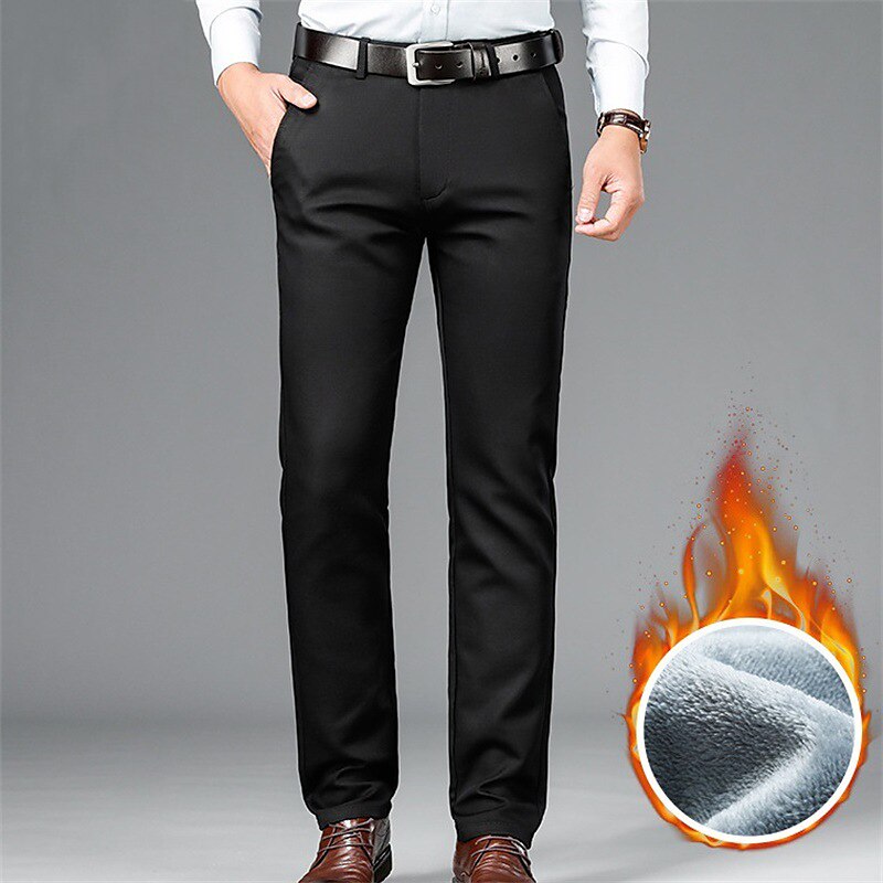 Warm Fleece Dress Pants Men's Formal Stretch Dress Pants - Temu