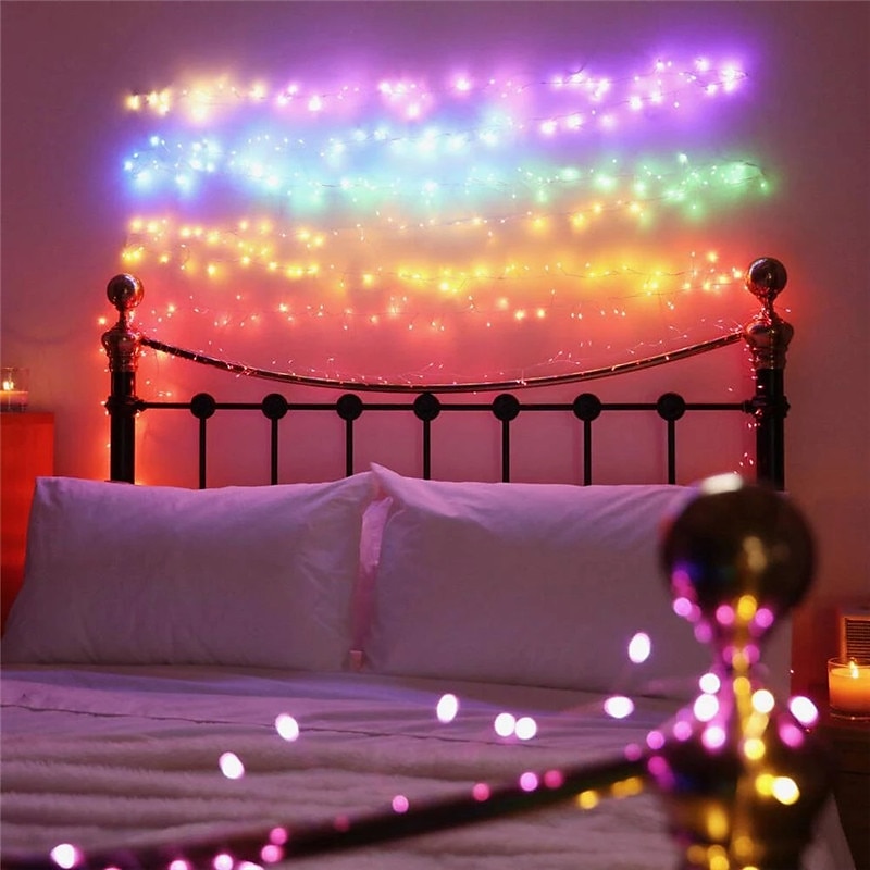 elegante Lichterkette mit 5 m 200 LEDs und Feuerwerkskörpern für Hochzeitsfeiern, 2 m 100 LEDs in Kupfer, wasserdichte Lichterkette mit Sternenhimmel für Schlafzimmer, Kranzdeko 2025 - $14.99 –P4
