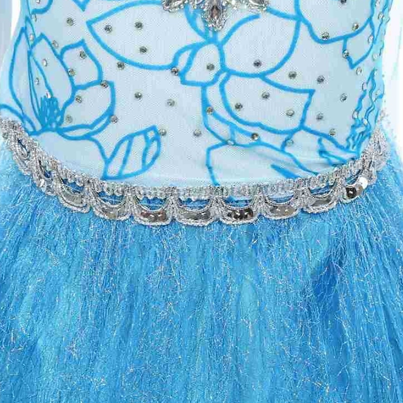 barn flickor elsa frozen kostym klänning paljett blommig performance party blå maxi långärmad prinsessa söta klänningar höst vinter normal passform 3-10 år 2025 - $28.99 –P8