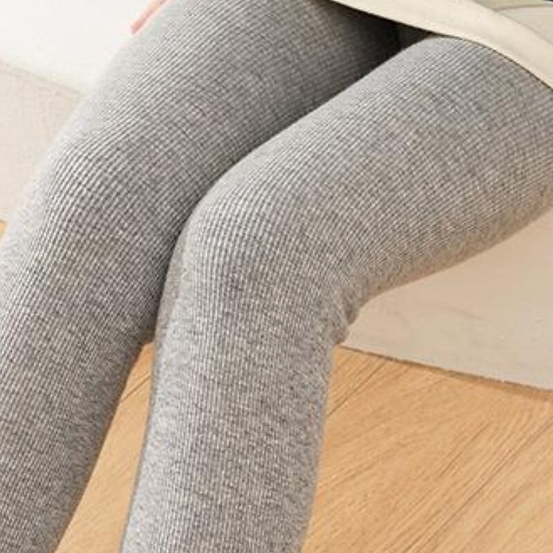 Kids Girls' Fleece Lined Leggings Light Grey Dark Grey Brown Solid Colored  Fall Winter Active Daily 2-6 Years 2024 - $14.49