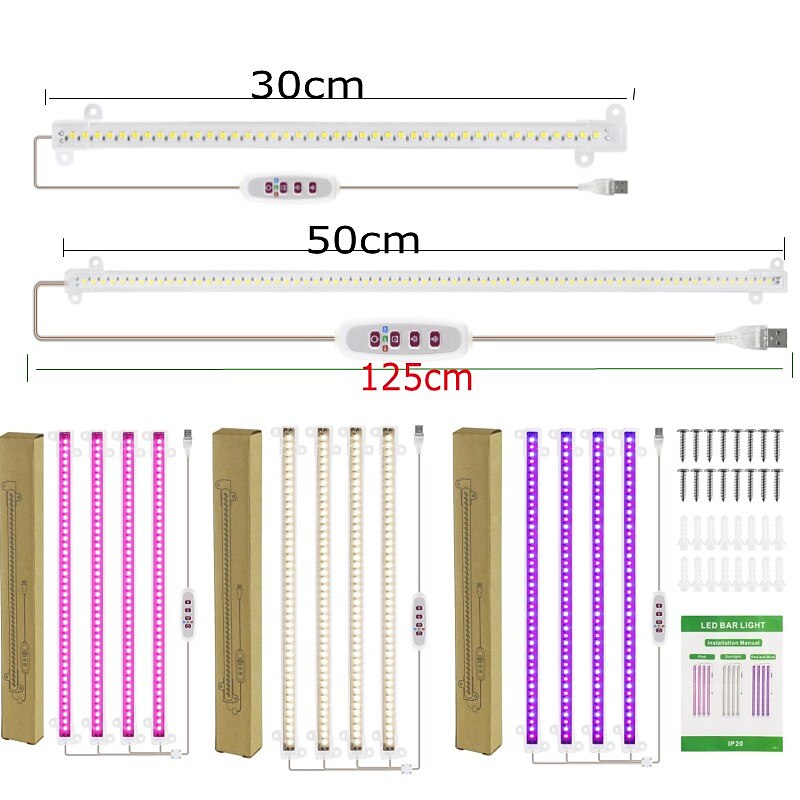светодиодный светильник для выращивания, полный спектр, 50 см, красная/синяя лампа для растений, фитолампа dc5v, 72 светодиода/144 светодиода/216 светодиодов/288 светодиодов, поворотный гибкий свет 2025 - $24.99 –P13