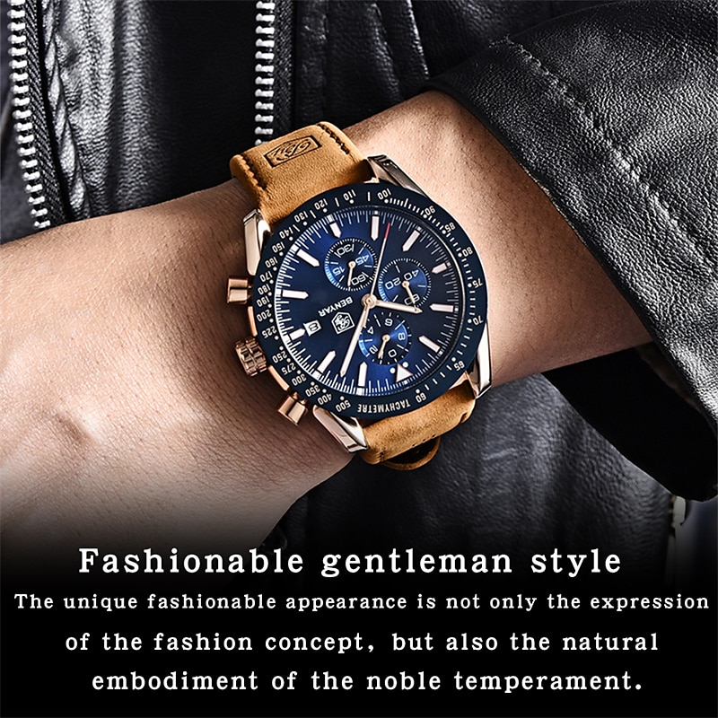 BENYAR Mens Quartz Watches  Chronograph Analog Quartz Movement Stylish Sports Designer Wrist Watch 30M Waterproof Elegant Gift Watch for Men 2025 - $51.99 –P11