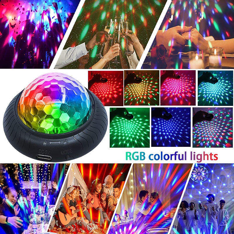 led disco bal podiumverlichting ufo 9 kleuren dmx kristal magische bal podium lichteffecten dj party kerst geluid geactiveerde lichten 2026 - $20.99 –P7
