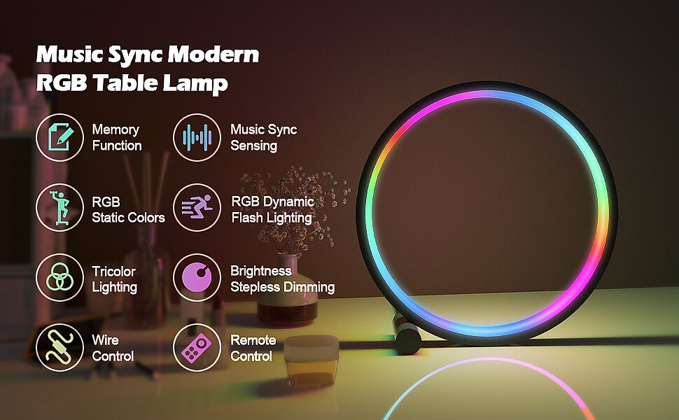 Смарт-светодиодная лампа LED RGB настольная атмосферная лампа Bluetooth APP управление подходит для игровой комнаты спальни декор на прикроватной тумбочке Shustar 2025 - $26.99 –P1