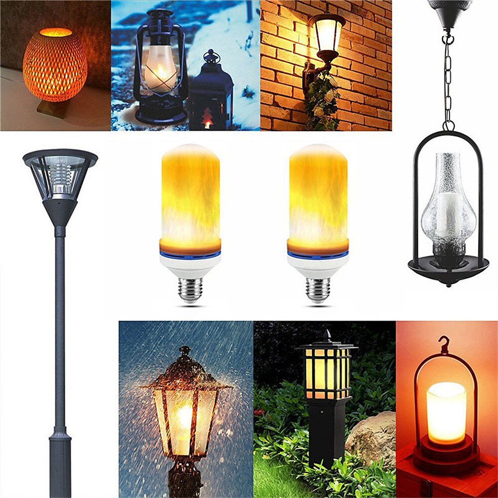 3st led flamma lykta dekorationer e27 4 lägen 96 lysdioder dynamisk flamma blått ljus kreativ majs glödlampa flamma simuleringseffekt nattljus 2025 - $6.49 –P5
