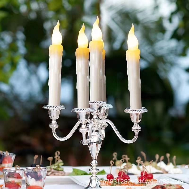 6/12 Uds velas led luces 6,5 pulgadas 16,5 cm velas cónicas led sin llama blancas velas cónicas colgantes que funcionan con pilas candelabros de batería parpadeantes para fiesta iglesia halloween 2025 - $23.19 –P11