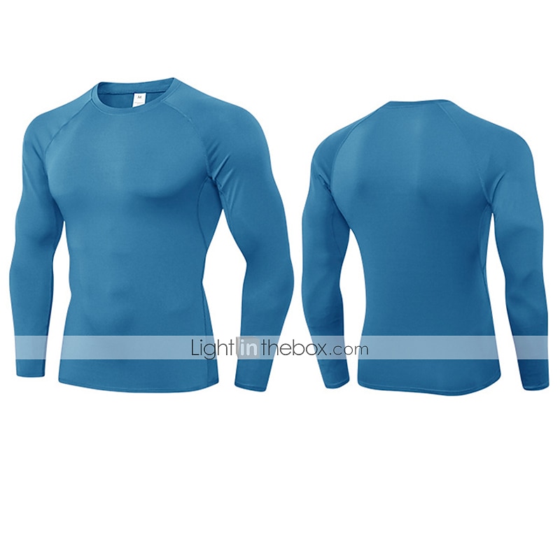 WENKOMG1 Gym Compression Tee for Men Long Sleeve Water Sports Shirt  Breathable Active T-Shirt