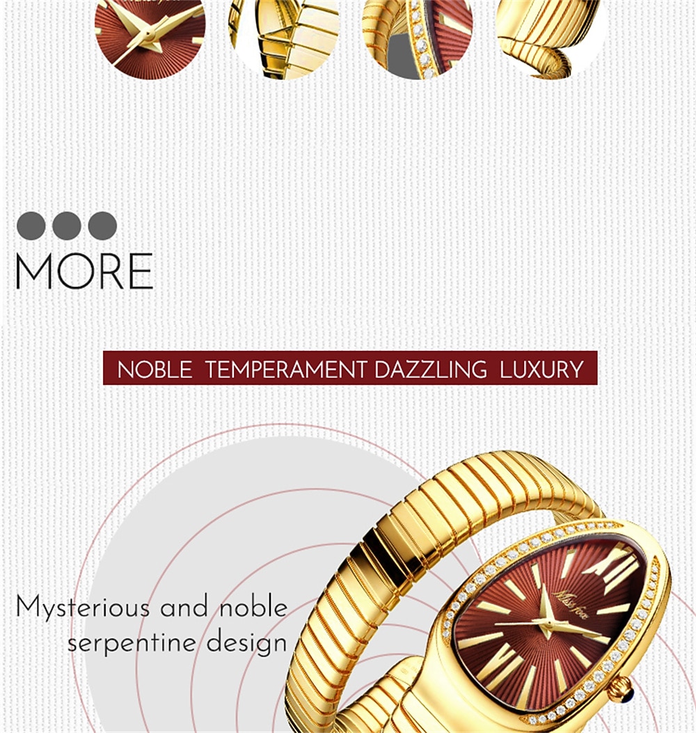 MISSFOX Women's Watches Snake Shape Luxury Wrist Watch Mother's Day Gift for women Steel Unique Gold Quartz Ladies Watch 2026 - $49.99 –P6