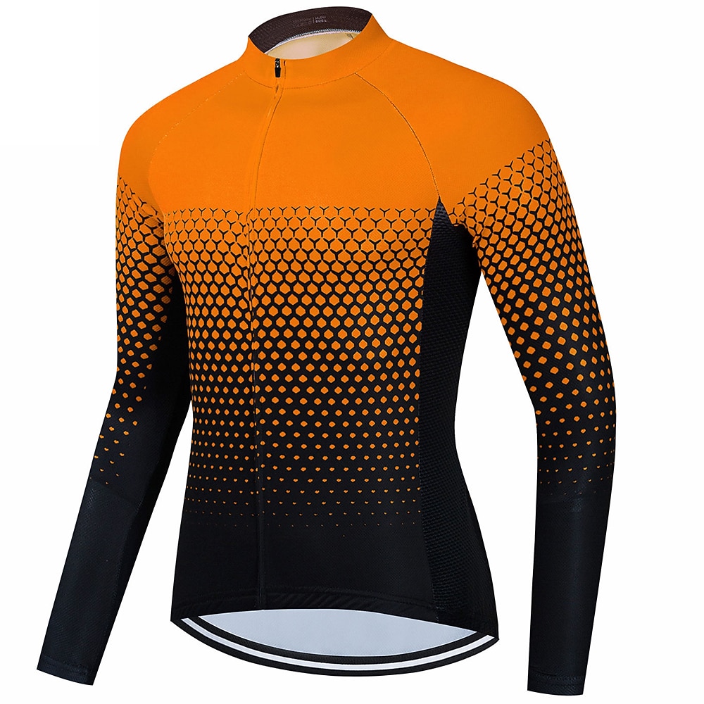 Per uomo Maglia da Ciclismo Geometrico Manica Lunga Bicicletta Maglia Top con 3 tasche posteriori Mountain Bike MTB Ciclismo su strada Asciugatura Rapida Strisce Riflettenti Tasca Posteriore del 2026 a $34.99 –P4