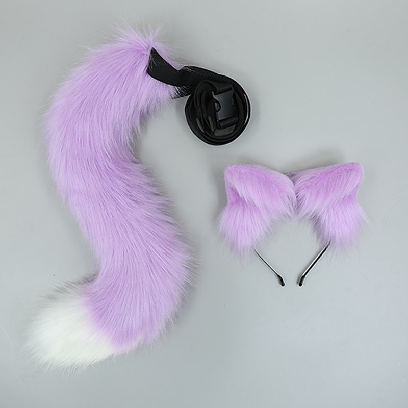 chlupatá liška kočka vlk čelenka ocas flexibilní umělá kožešina uši karneval vánoční večírek lolita cosplay kostýmy fursuit sada doplňků maškarní párty dárek 2025 - $34.99 –P4