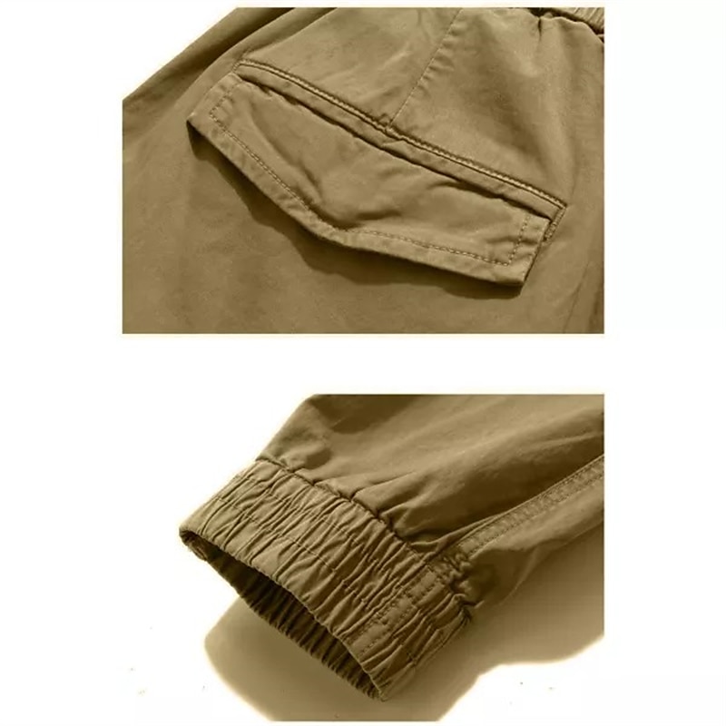 Herr Militärbyxor Cargo byxor Långbyxor Arbetsbyxor Snörning Elastisk midja Flera fickor Slät Komfort Andningsfunktion Ledigt Dagligen Streetwear 100 % bomull Sport Mode Svart Grön Microelastisk 2025 - $37.99 –P6